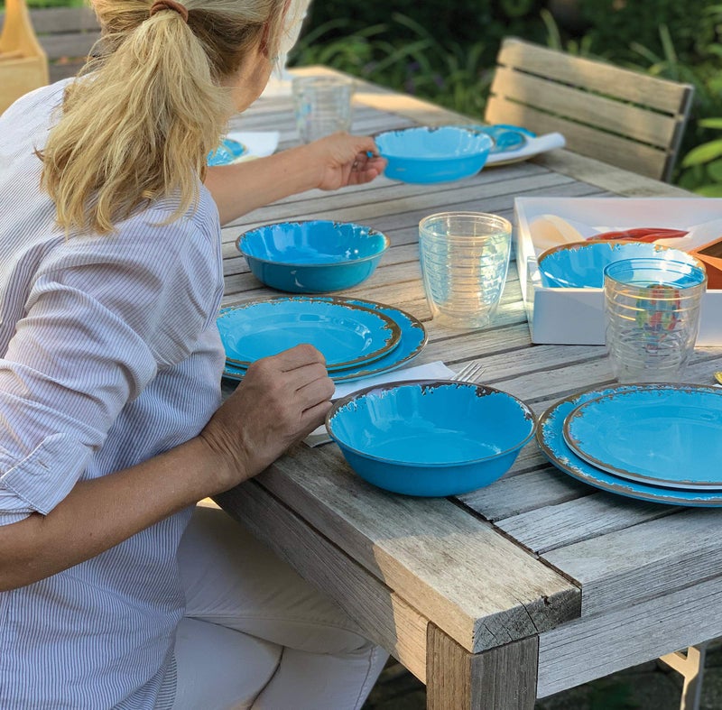 Fox Run Melamine Dinnerware Set, Dark Blue, 12 Piece - Image 5